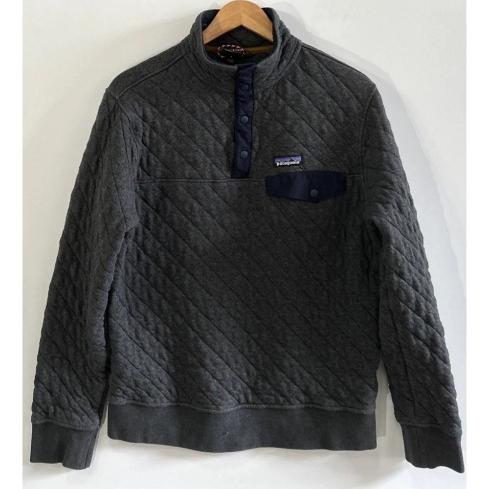 Mens Patagonia Organic Cotton Quilt Snap T Pullover Sweater Sz Small‎ Grey 25371